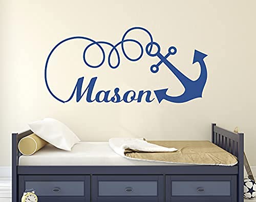 Vinilo Decorativo Personalizado Ancla Azul 22x10 Pulg miniatura 2