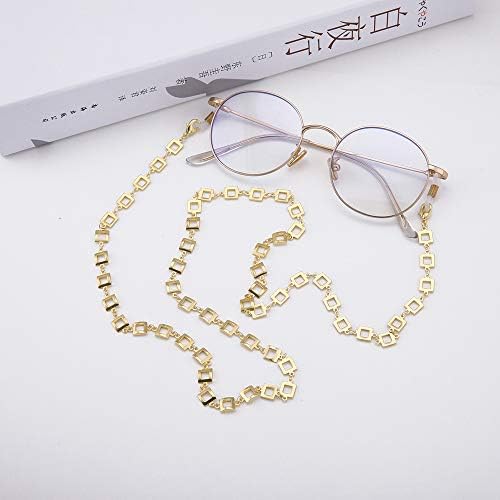 kkjoy Copper Mask Chain Hollow Square and Rhombus Glasses Straps Holder Necklace Eyeglasses Lanyards Eyewear Sunglasses Cord for Women Men
