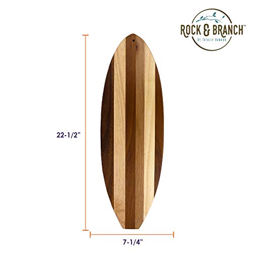 Totally Bamboo Rock & Branch Series Shiplap Surfboard Shaped Wood Serving and Cutting Board | Great for Wall Art - Image 6