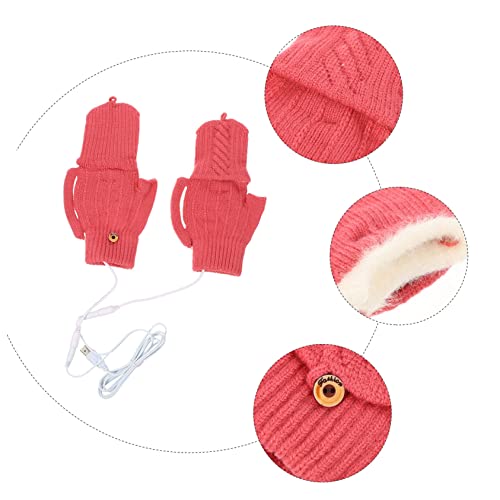 Guantes térmicos USB invierno Happyyami convertibles de dedo completo 7