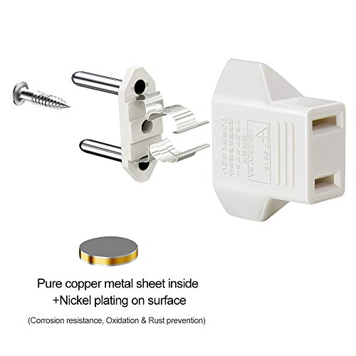 VGUARD [6 Pack] Travel Adapter Adattatore Universale da Viaggio Adattatore Presa Americane USA/China CN a Spina UE, Francia, Germania, Spagna, Egitto ecc - Bianco