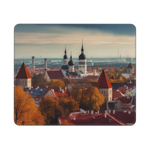Petit tapis de souris Tallinn Estonie avec base en caoutchouc antidérapant pour souris sans fil, ordinateur portable, homme et femme, petit tapis de bureau pour la maison, 25,4 x 30,5 cm