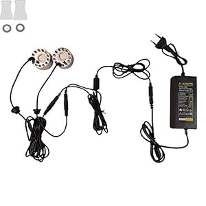 CCDSR – 1 voeding + 2 mistgenerators voor aquarium, vijver, mistmaker, mistmaker, luchtbevochtiger, landschapsdecoratie…