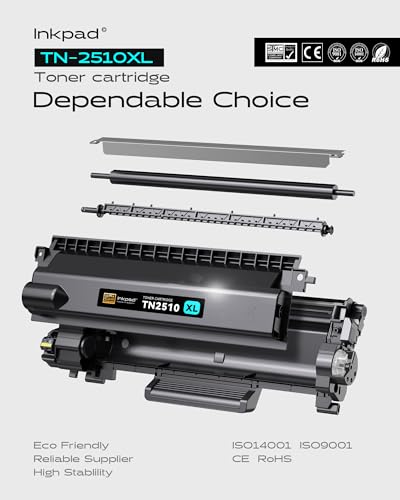 iNKPAD 【Alta Capacità】 TN2510XL Cartucce di Toner Compatibili per Brother TN-2510 per HL-L2400DW HL-L2445DW DCP-L2620DW DCP-L2665DW MFC-L2835DW MFC-L2800DW MFC-L2860DW (2 NERO,3000 pagine per toner)