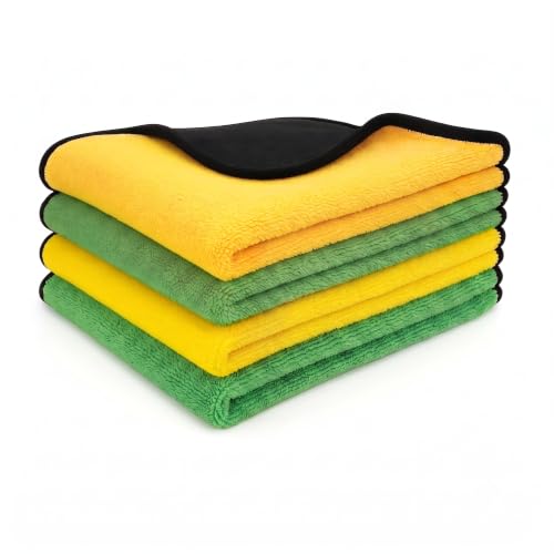 Image of Microfiber Cloths for Home Cleaning - Scratch-Free, Reusable & Lint-Free | for Kitchen, Dusting, Glass, Furniture & Other Surfaces(400 GSM, 40X40cm Pack of 4)