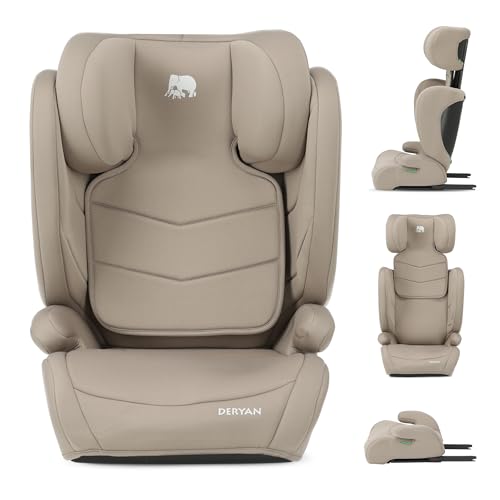 Deryan Alzador Coche Niño Charlie, i Size, 100 150 cm, Silla Coche Grupo 1 2 3, de 3.5 a 12 años, de 15 a 36 kg, Elevador Coche, Fácil Instalación con Cinturón (con ISOFIX Turrón)