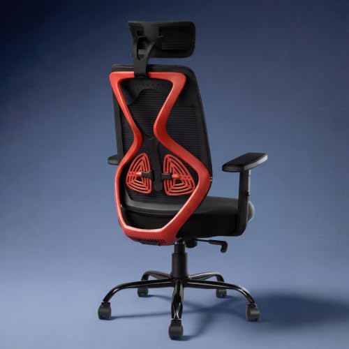 CELLBELL C190 Berlin Office Chair, High Back Mesh Ergonomic Home Office Desk Chair (Red - Black)