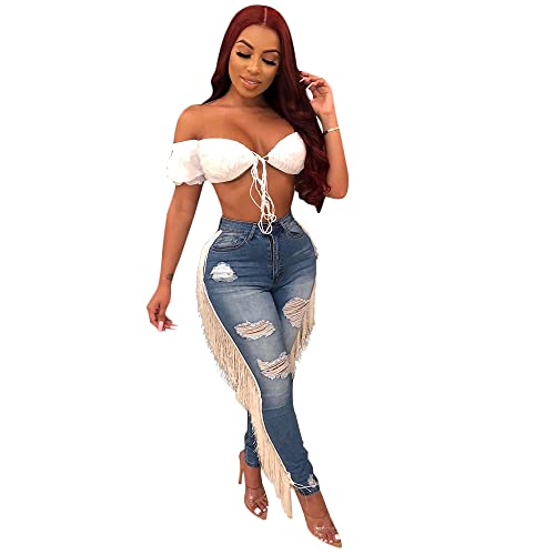 Jeans à franges pour look bohème chic en soirée et weekend
