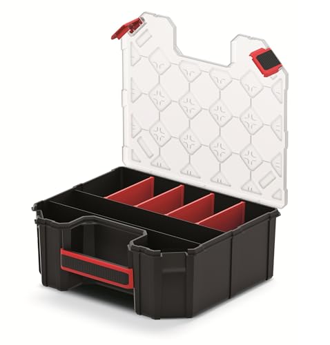 Mivos Caja portaobjetos de 12” para accesorios y objetos pequeños - Caja con cierre de rosca y 8 compartimentos - 284 x 243 x 105 mm - Caja para clasificar - Made in EU