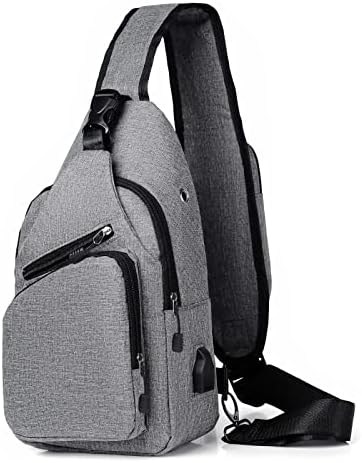 Sling Bag Sling Backpack Crossbody Bag for Women Men Chest Shoulder Bag Travel Hiking Daypack (A-Gray)