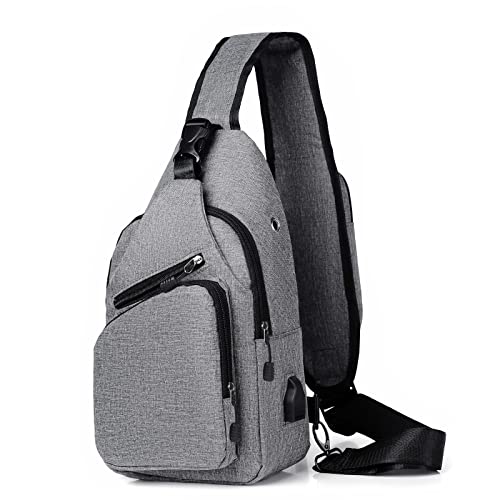 Sling Bag Sling Backpack Crossbody Bag For Women Men Chest Shoulder Bag Travel Hiking Daypack (A-Gray) #TOP2