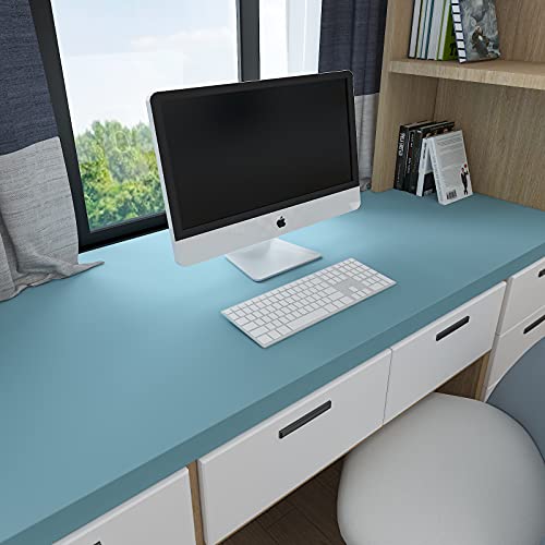 Cre8Tive 12"X80" Thick Ocean Blue Peel And Stick Wallpaper Removable Matte Blue Contact Paper Self Adhesive Waterproof Solid Color Blue Wallpaper Decorative Vinyl Roll For Bedroom Bathroom Cabinets #TOP6