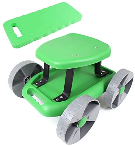 Garden Stool with Wheels, Lightweight Garden Scooter...