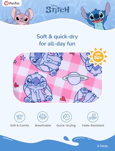 Image of Disney Stitch Minnie Mouse Bikini Swimsuit, 2 Piece Toddler Girls Bathing Suit, Swimwear with Straps & Bow, UPF 50+ Rashguard