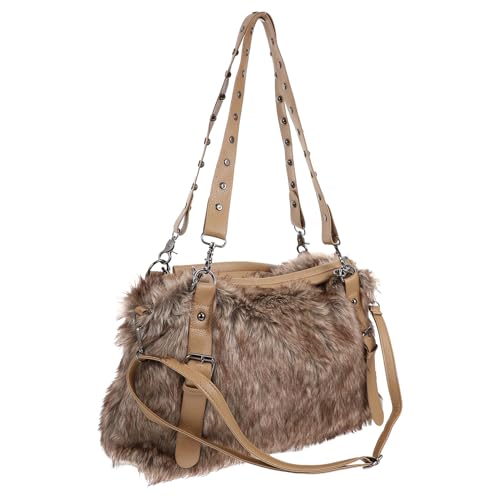 Sac bandoulière peluche résistant avec pochette de rangement pour téléphone