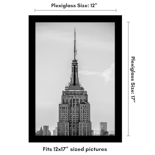 Americanflat 12x17 Picture Frame with Polished Plexiglass - Black Picture Frame - Wide Photo Frames Made of Engineered Wood for Vertical or Horizontal Wall Display - Epic Collection - Black