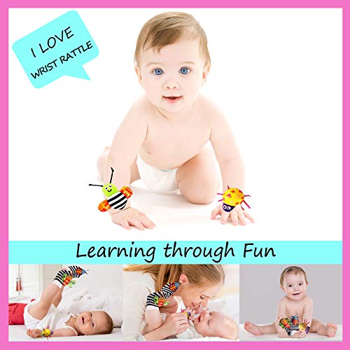 Foot Finders & Wrist Rattles for Infants Developmental Texture Toys for Babies & Infant Toy Socks & Baby Wrist Rattle - Newborn Toys for Baby Girls Boys - Baby Boy Girl Toys 0-3 3-6 6-9 Months - Image 6