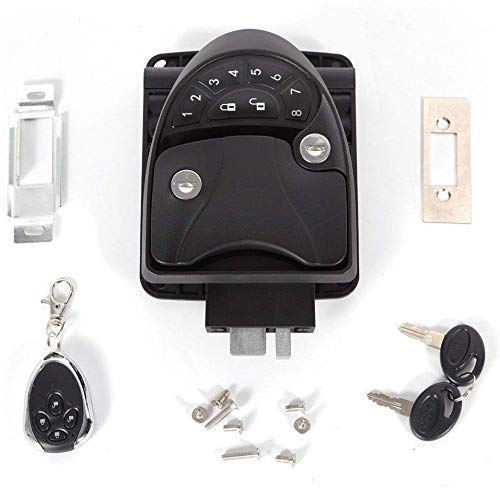 Newest RV Keyless Entry Door Lock Deadbolt Lock Door Latch Trailer Handle Caravan Keyless Entry Lock with Remote Controller and keypad for RV Camper Trailer Door