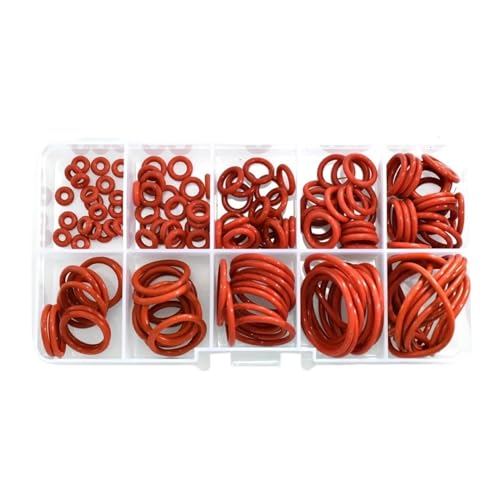 CS1.5/1.0/2.0/2.4mm Red Silicone O Rings Gasket Kit Set Silicone VMQ Seal Washer Cooker Rubber Insulated Silica Gel (Color : 150Pcs CS2.0MM)