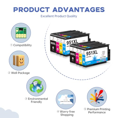 Image of Miss Deer 950XL 951XL Ink Cartridges Combo Pack for HP 950 951 XL