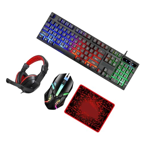 Clavier et souris de jeu filaire rétroéclairé Alipis avec casque pour ordinateur de bureau