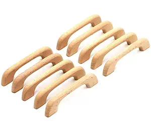 WEICHUAN 10PCS Wood Unfinished Drawer Knobs Pulls Handles - Kitchen Cabinets Furniture Dresser Wardrobe Cupboard Drawer Knobs Pulls Handles(Total Length: 5