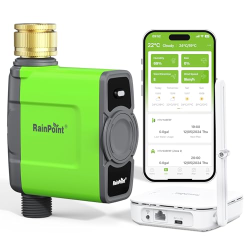 RAINPOINT Bewässerungscomputer WLAN mit Antennen-Gateway und Messingeinlass IP65 Bewässerungssteuerung mit APP/Sprachsteuerung Wetterbasiert Automatisches Bewässerungssystem für Garten RAINPOINT Bewässerungscomputer WLAN mit Antennen-Gateway und Messingeinlass IP65 Bewässerungssteuerung mit APP/Sprachsteuerung Wetterbasiert Automatisches Bewässerungssystem für Garten