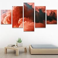 SIGNWIN 5 Panel Canvas Wall Art Coastal Multicolor Photography Relax/Calm Romantics Sunset for Home Decorations Ready to Hang - 60