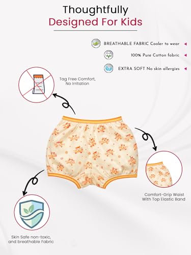 Image of BODYCARE Kids Printed Unisex Bloomer Underwear 100% Cotton Soft Comfortable | Skin Friendly | Innerwear | Pack of 6 (Color & Print May Vary)