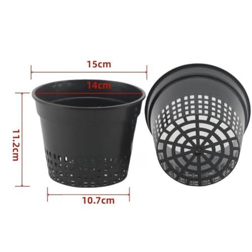 12-częściowy zestaw doniczek na sadzonki, 15 x 11 cm, czarne plastikowe doniczki hydroponiczne do gliny, żwiru i wełny mineralnej, ogrodnictwa