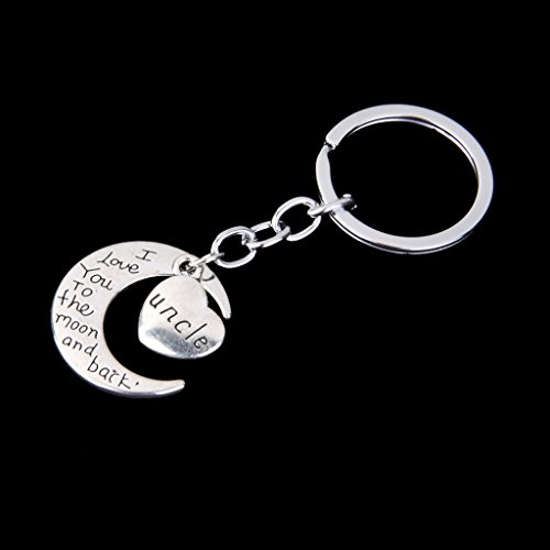 Argento Cognome Luna e Cuore Anello Portachiavi