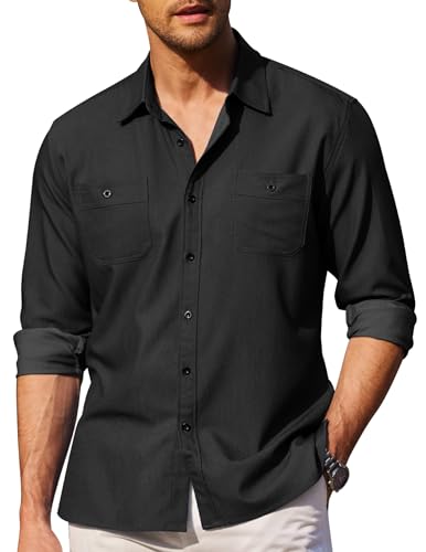 COOFANDY Mens Casual Button Down Shirts Long Sleeve Wrinkle Free Untucked Dress Shirts