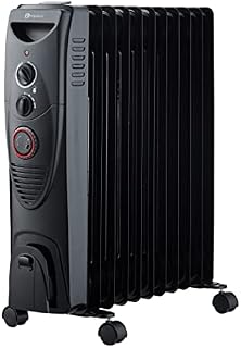 PureMate Oil Filled Radiator, 2500W/2.5KW - 11 Fin - Portable Electric Heater, 3 Power Settings, Adjustable Temperature and Thermostat, Thermal Safety Cut off & 24 Hour Timer