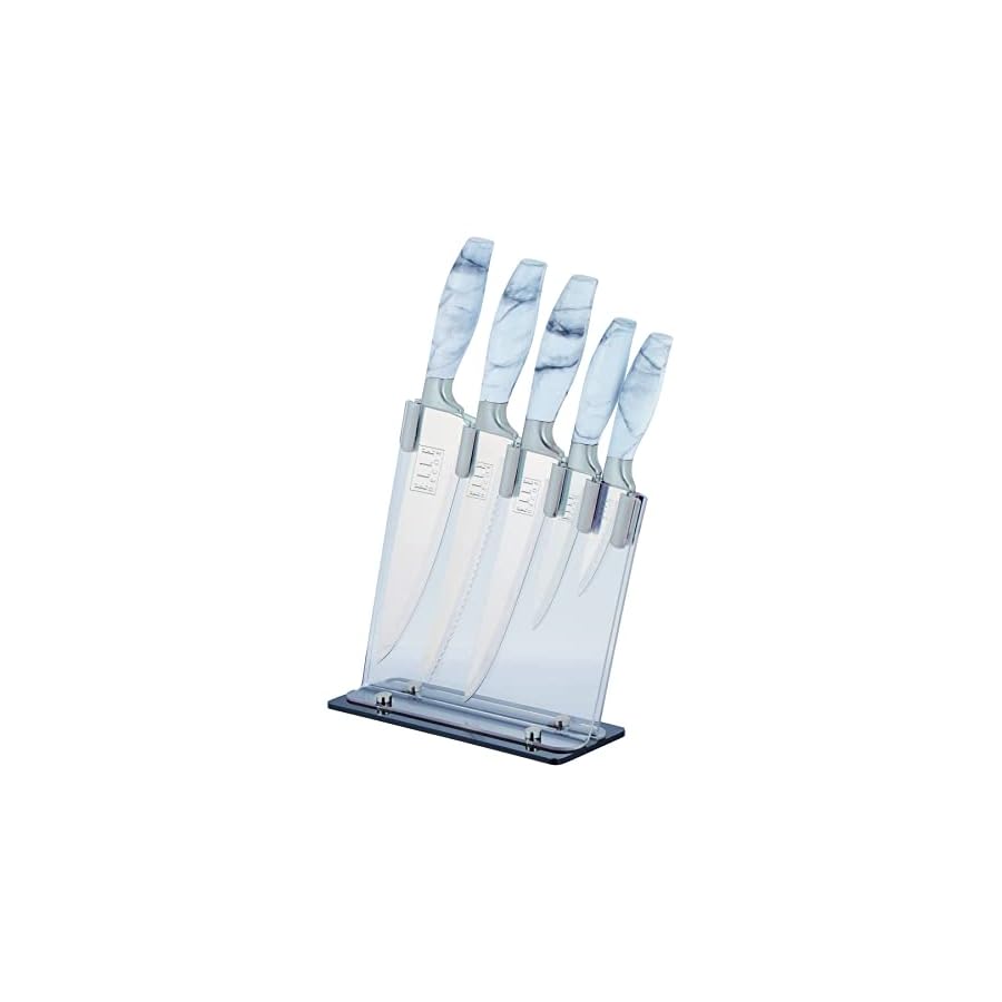 Elle-Decor-5-Piece-Professional-Kitchen-Knife-Set-with-Block-and-Marble-Handles Elle Decor 5-Piece Professional Kitchen Knife Set with Block and Marble Handles