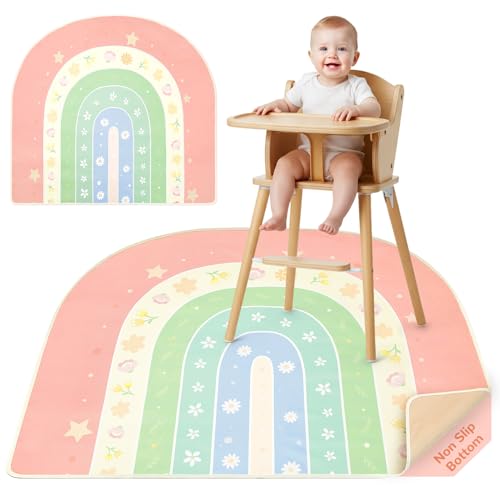 Unicorn Castle Splat Mat for Under High Chair Waterproof Baby Play Splat Mat for Art Crafts Non Slip High Chair Food Catcher Floor Mat for...