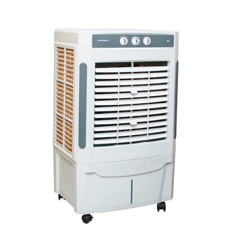 Image of Kelvinator Commercial Air Cooler 90L KCD-90001MGRP Desert Air Cooler (Grey & White) | Heavy-Duty Double Metal Ball Bearing Motor | 3-Side Honeycomb Pads | Auto Swing | Castor Wheels