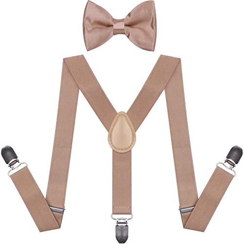 Suspenders Bow Tie for Boys and Girls Strong Metal Clips Adjustable Design Elastic Suspender Classic Accessory Set