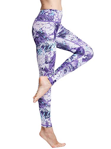 FLYILY Damen Yoga Leggins Frauen High Waist Prägedruck Slim Fit...