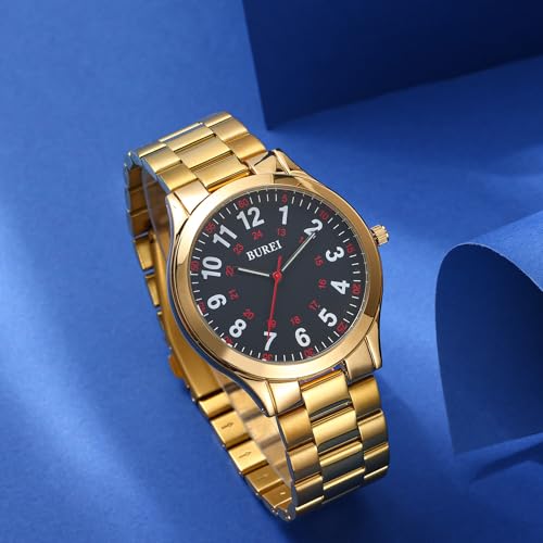 Image of BUREI Men's Wrist Watch, Analog Stainless Steel Dress Waterproof Quartz Watch for Men with Japanese Movement,Refined Gifts for Men, Boyfriend, Husband, Dad