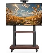 Mobile TV Cart for 32-75 Inch Flat/Curved LED/LCD/OLED TVs, Height Adjustable Rolling TV Stand wi...