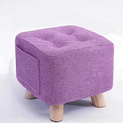 Pouf en lin violet 28x28cm pour salon et chambre