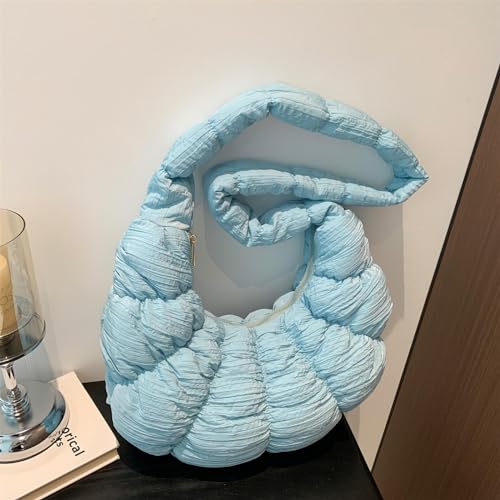 Trendy Croissant Quilted Shoulder Crossbody Bags for Women Large Ruched Nylon Hobos Handbags and Purses Lightweight2