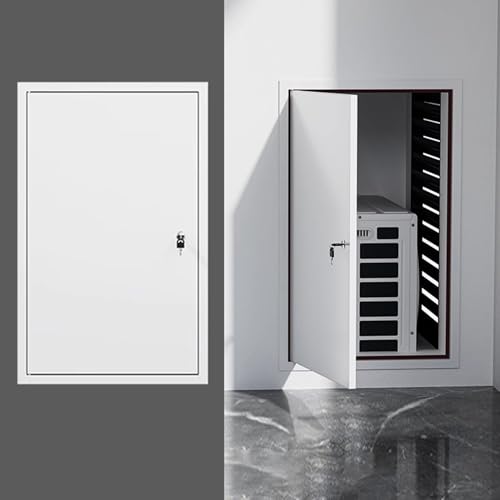 Puerta de Inspección Metal Puerta de Acceso con Cerradura, Fontanería Panel de Acceso para Tabiquería Seca, 40 50 60 70 80 90 100 cm Trampilla de Inspección de Pared Montaje Empotrado(White,40x100cm)