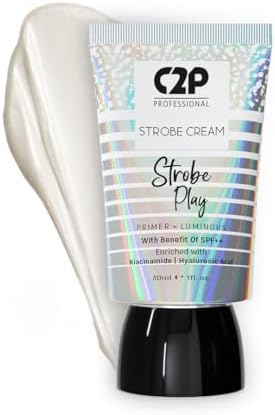 C2P Pro Strobe Cream for Face Glow Gold 30g | 3-in-1 Glow Booster | Primer + Highlighter + Moisturizer | SPF++ Niacinamide & Hyaluronic Acid | Dewy Glow for All Skin Types