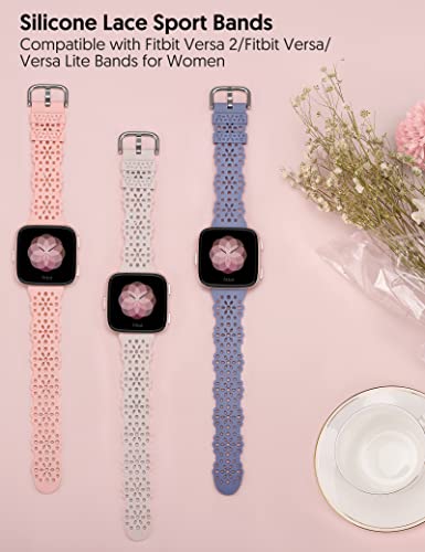 TOYOUTHS 3 Pack Lace Silicone Straps Compatible with Fitbit Versa/Fitbit Versa 2 - Image 2