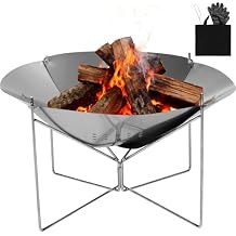 REDCAMP Portable Collapsible Fire Pit - 20 inch Foldable Wood Burning Fire Pit with Storage Bag for Outside Backyard Patio Outdoor Camping Backpacking Beach
