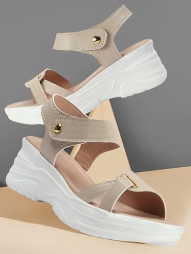 Vendoz Women Casual Cream Wedges Sandal - Image 2