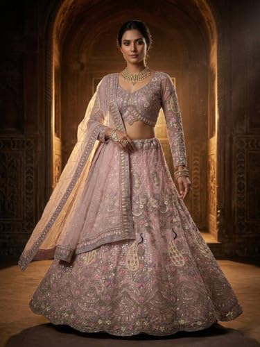 Image of Lehenga choli For Womens and Girls Soft Butterfly Net Lehenga Choli with Coding Sequins Work Dupatta | Semi Stitched Designer Ethnic Set