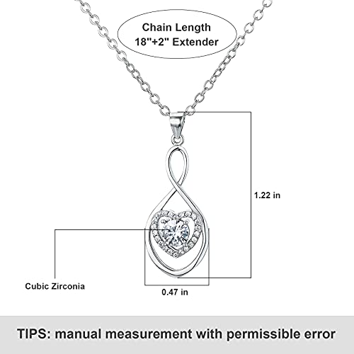 Maid of Honor Gifts, Silver Infinity Heart Necklace for Women, N18B4