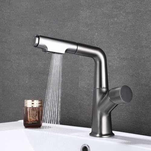 Mitigeur lavabo gris jet extensible en laiton LWX